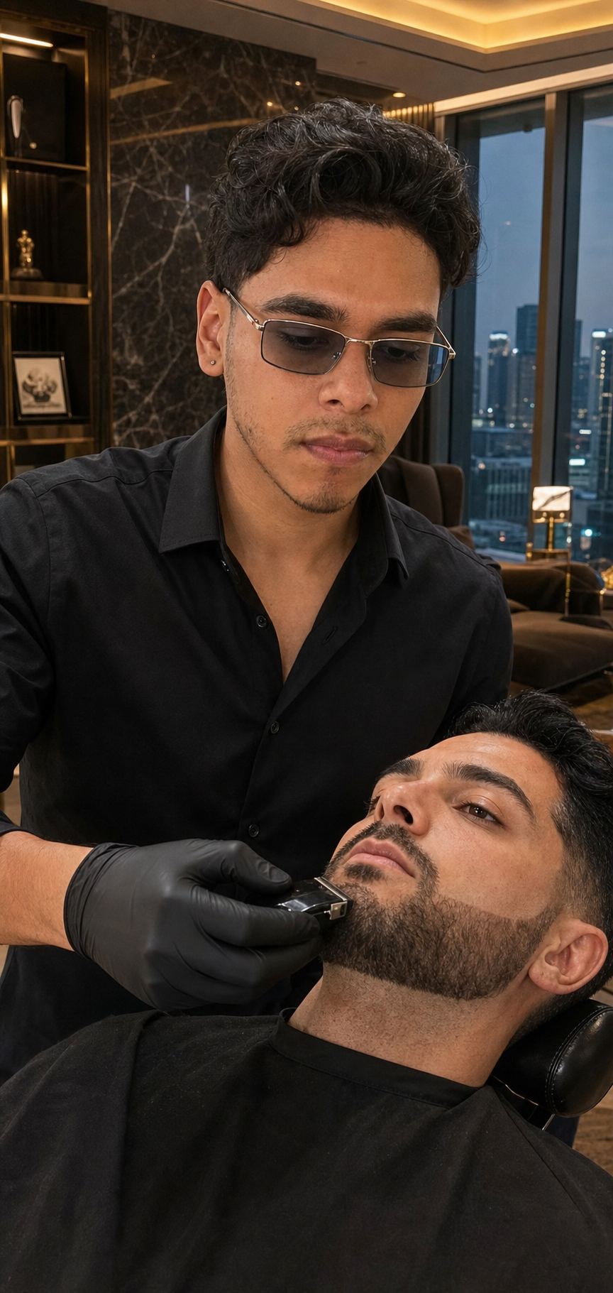 Teban Barber perfilando barba de manera premium