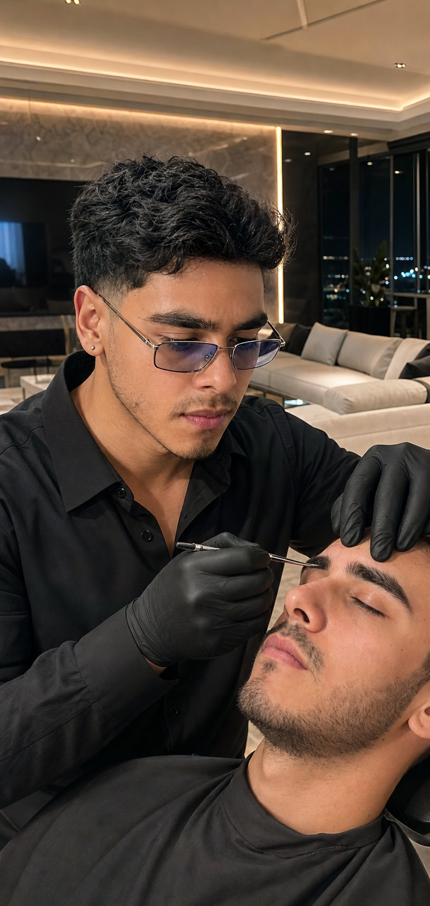 Teban Barber realizando perfilado premium de cejas